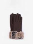 Barbour Burford Wool Blend Faux Fur Cuff Gloves, Brown