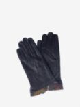 Barbour Classic Tartan Trim Leather Gloves, Black