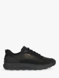 Geox Spherica Leather and Suede Lace Up Trainers, Black