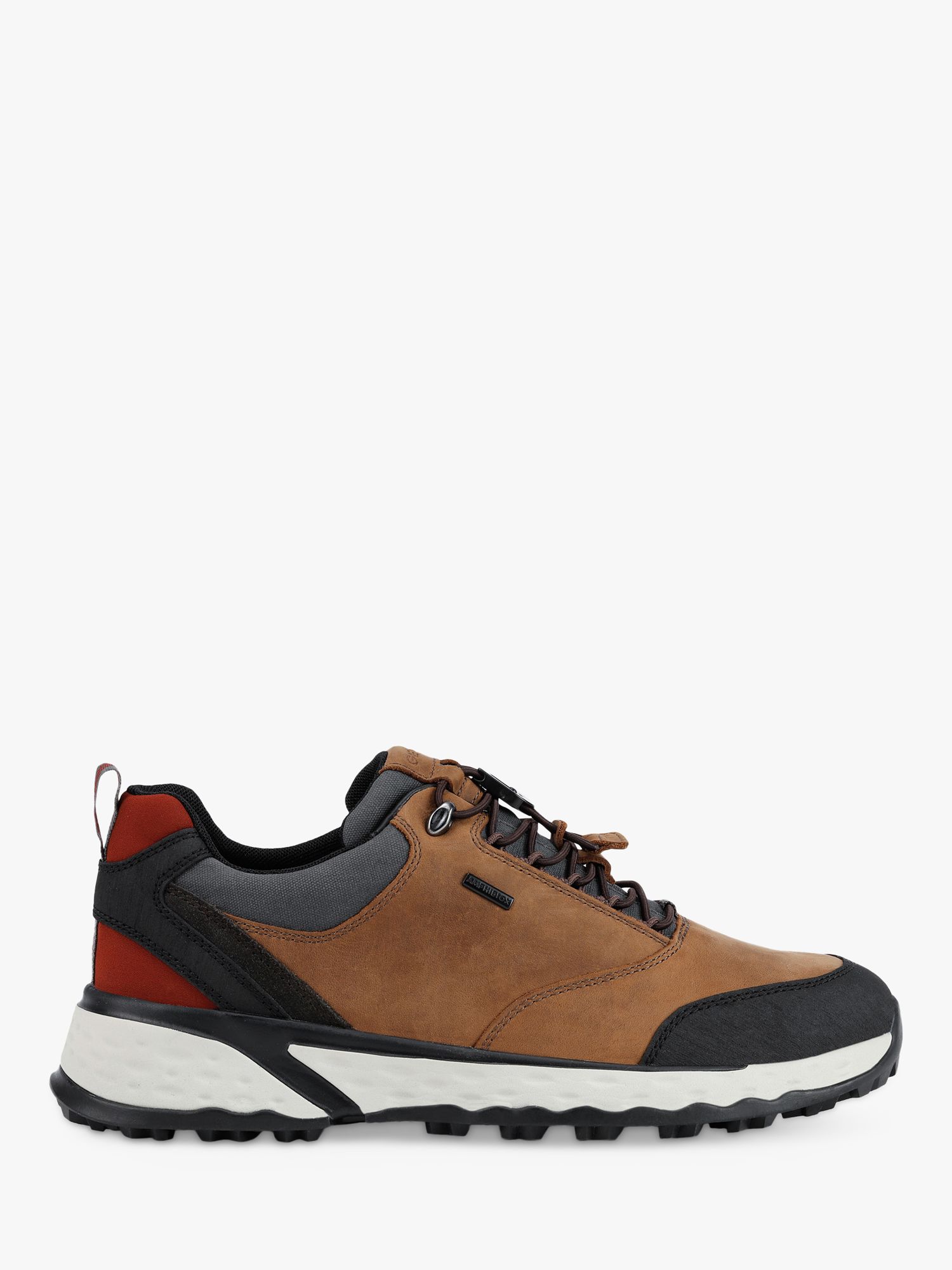 Geox Sterrato Leather Lace Trainers, Coffee at John Lewis & Partners