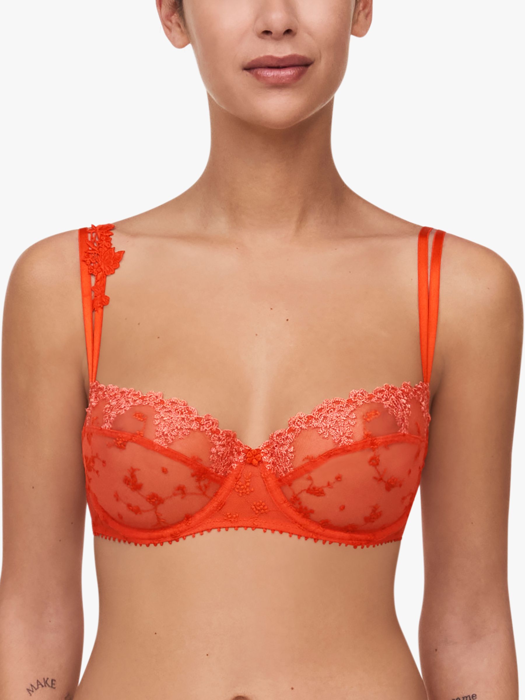 AND/OR Cassidy Satin Balcony Bra, Fuchsia Pink at John Lewis & Partners