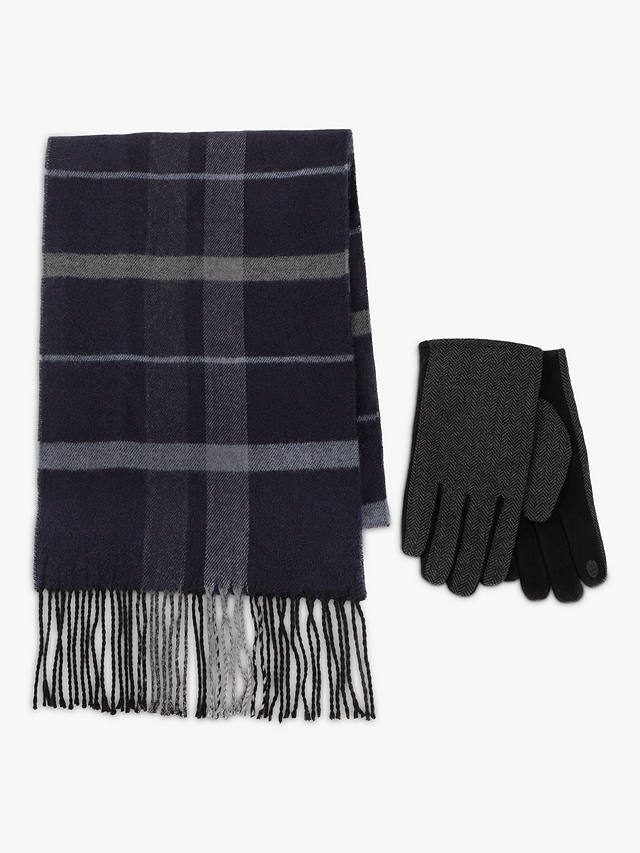 totes Check Scarf and Gloves Set, Multi
