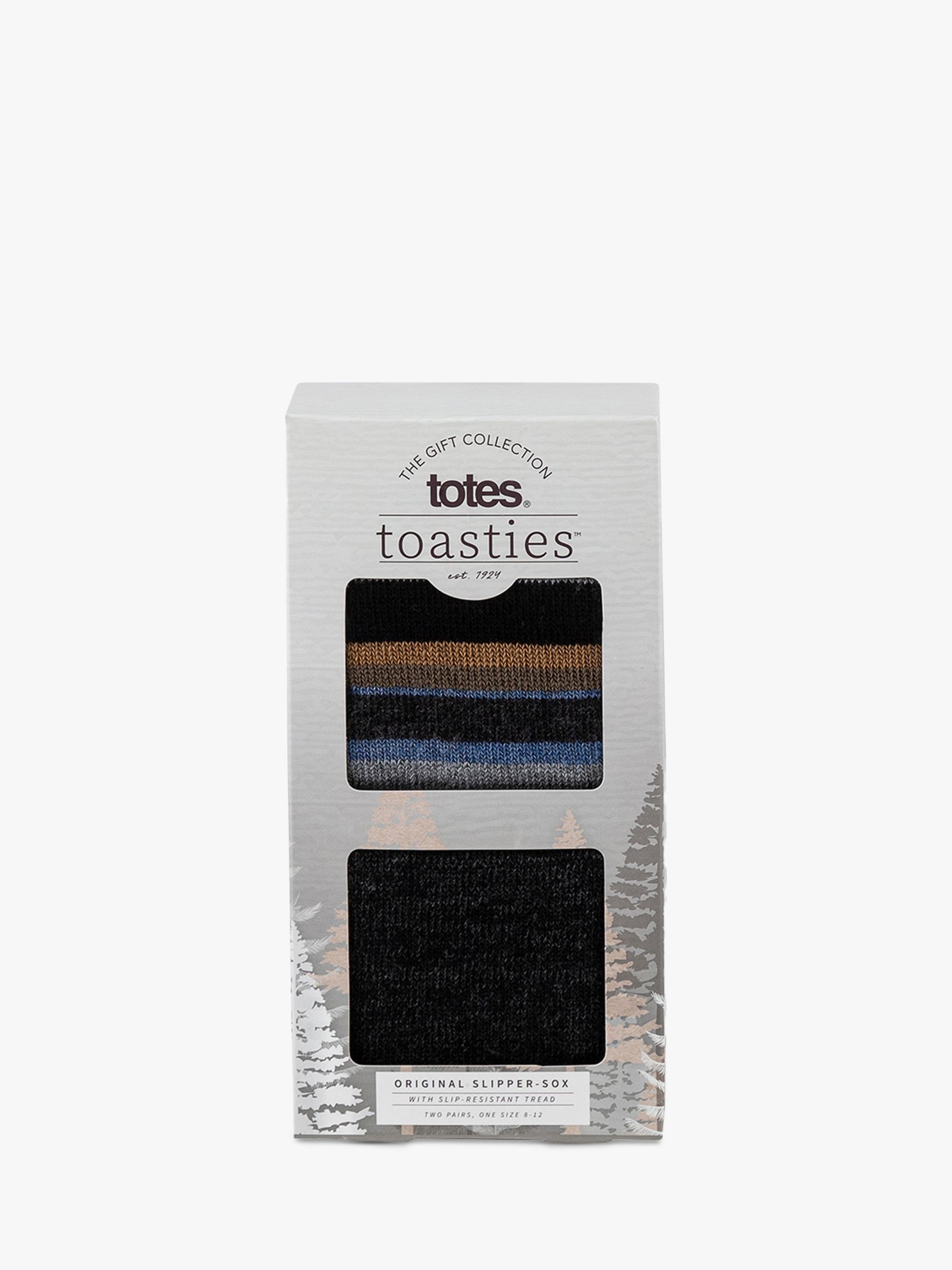 totes toasties Original Slipper Socks, Pack of 2, Stripe at John Lewis ...