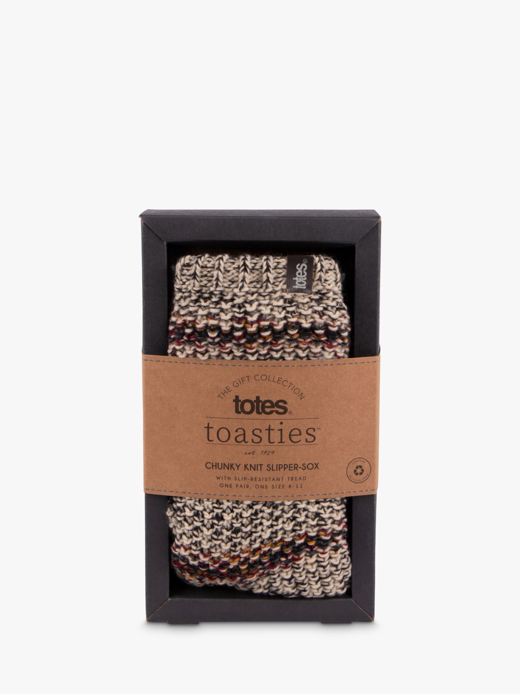 totes toasties Original Textured Stripe Slipper Socks, Brown at John ...
