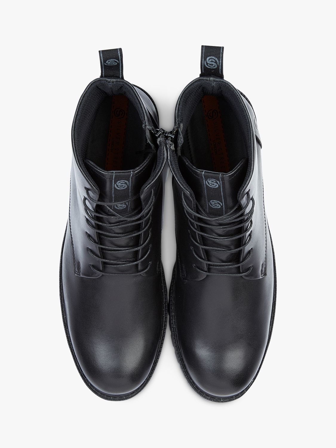 Buy Silver Street London Farringdon Leather Lace Up Boots, Black Online at johnlewis.com