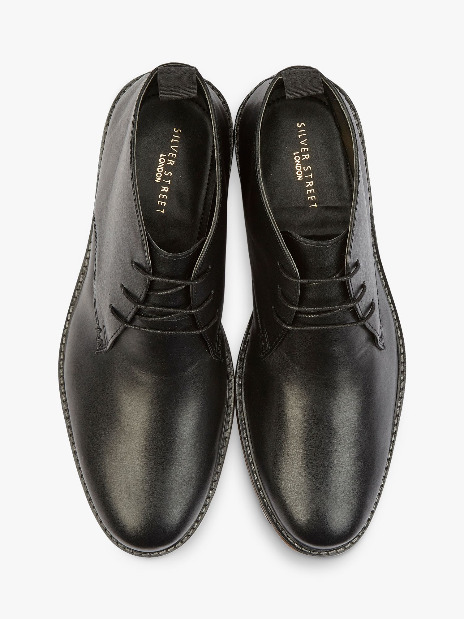 Silver Street London Ludgate Leather Chukka Boots, Black at John Lewis ...