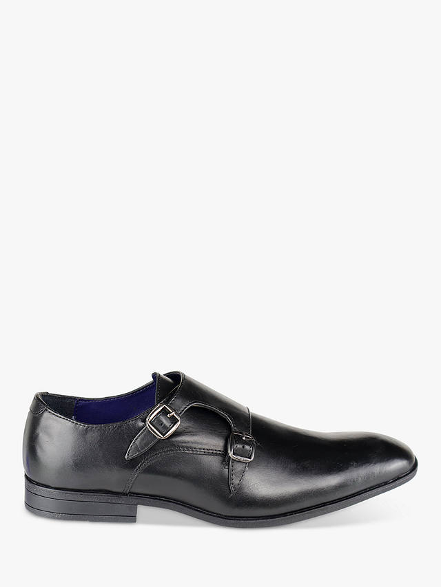 Silver Street London Bourne Leather Monk Shoes, Black