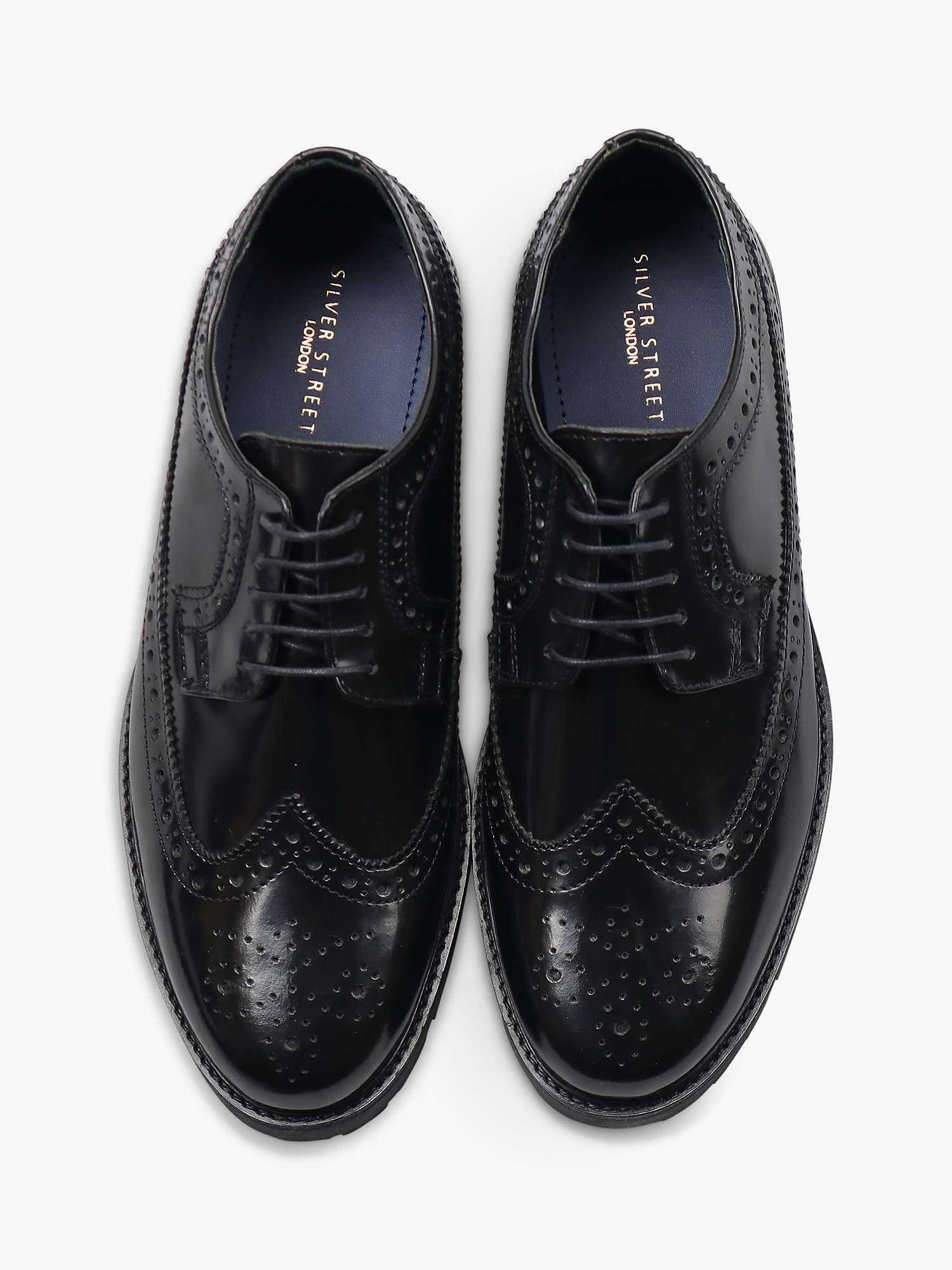 Buy Silver Street London Croxley Leather Formal Brogue Shoes, Black Online at johnlewis.com