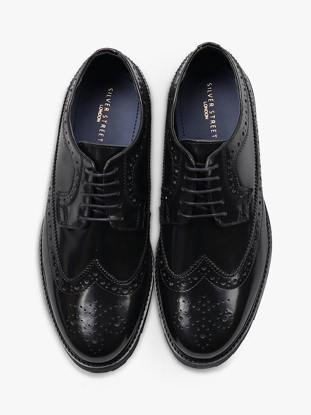 Silver Street London Croxley Leather Formal Brogue Shoes, Black at John ...