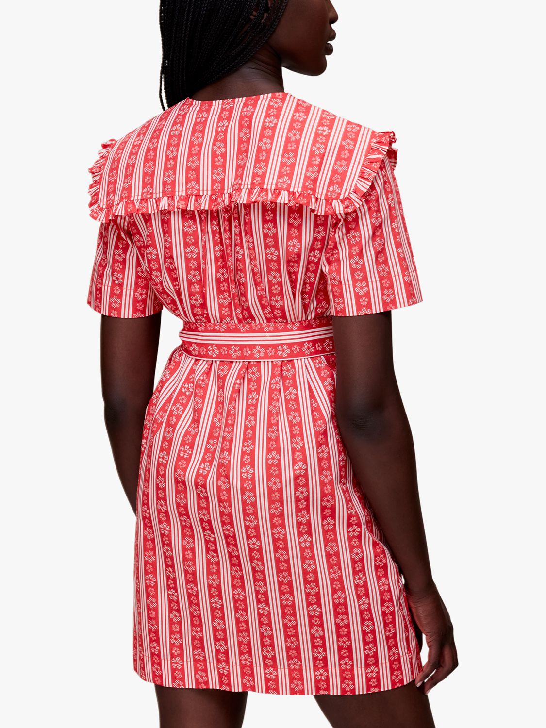 Buy Whistles Stripe Print Collared Mini Dress, Red/Multi Online at johnlewis.com