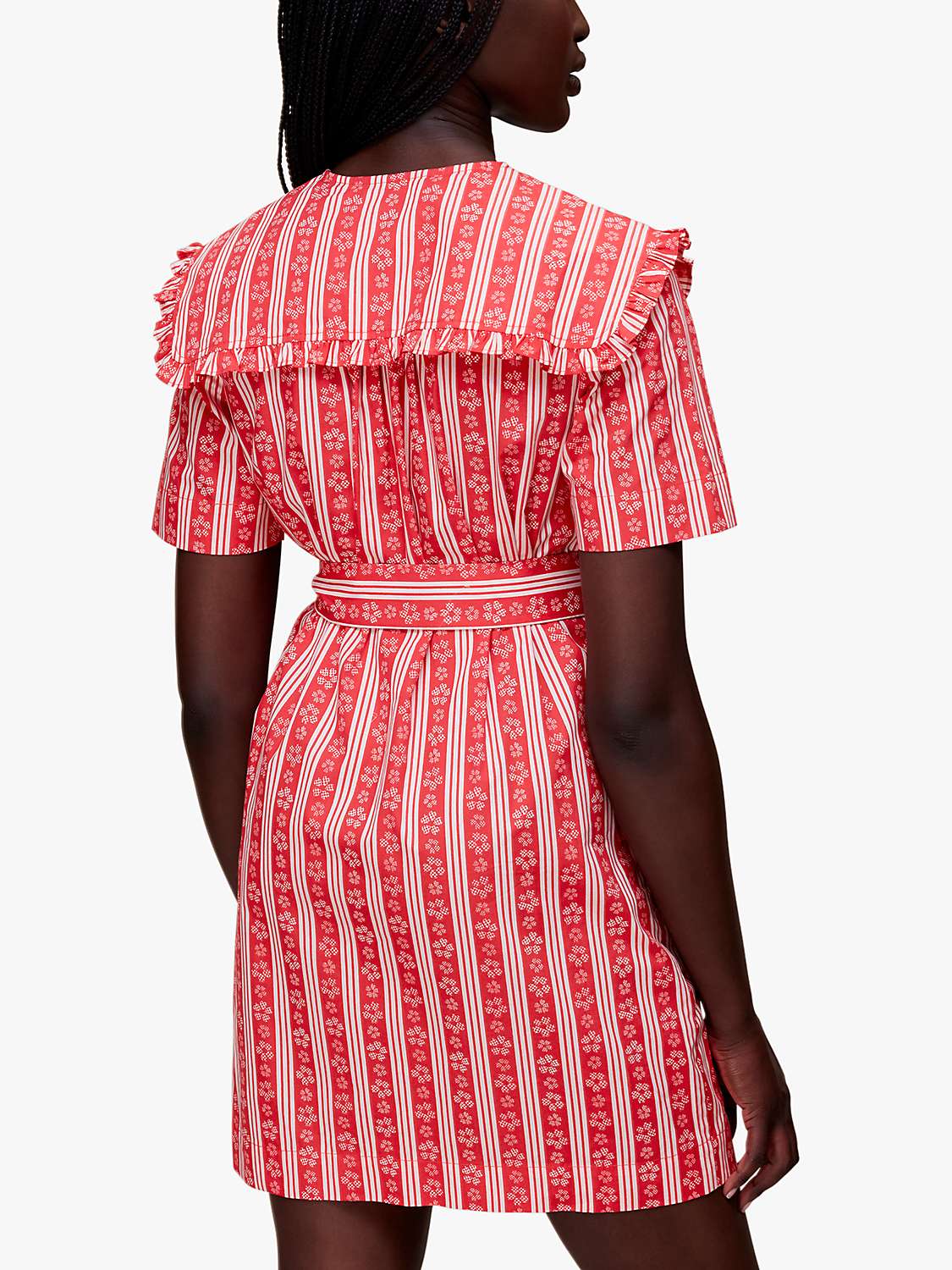 Buy Whistles Stripe Print Collared Mini Dress, Red/Multi Online at johnlewis.com