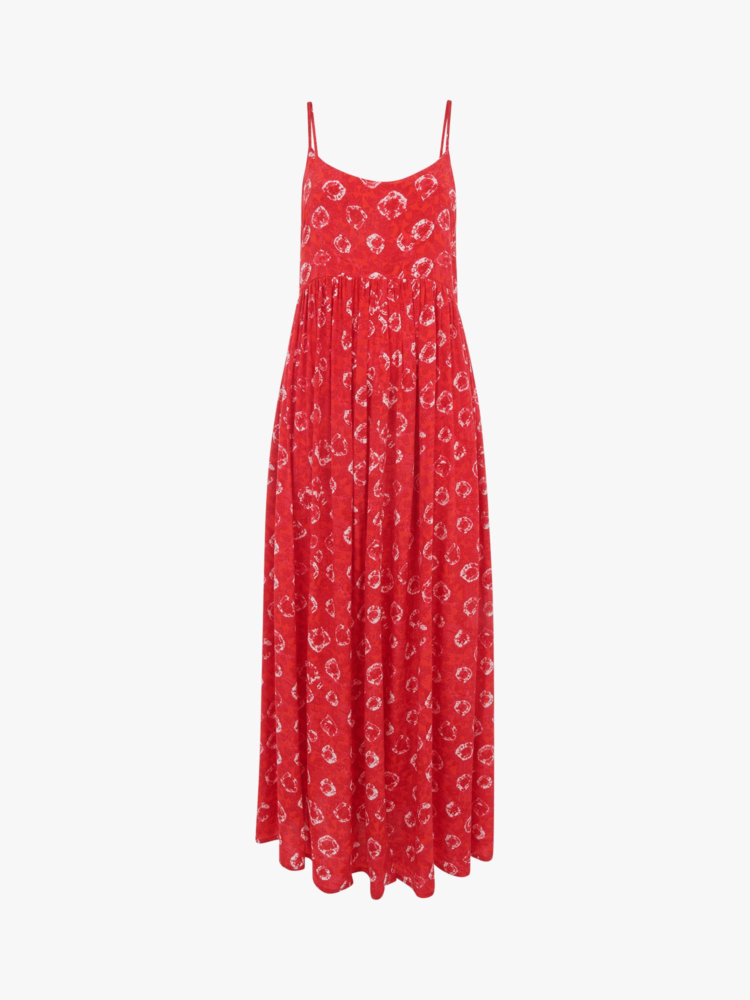 Whistles Tie Dye Floral Print Maxi Dress, Red at John Lewis & Partners