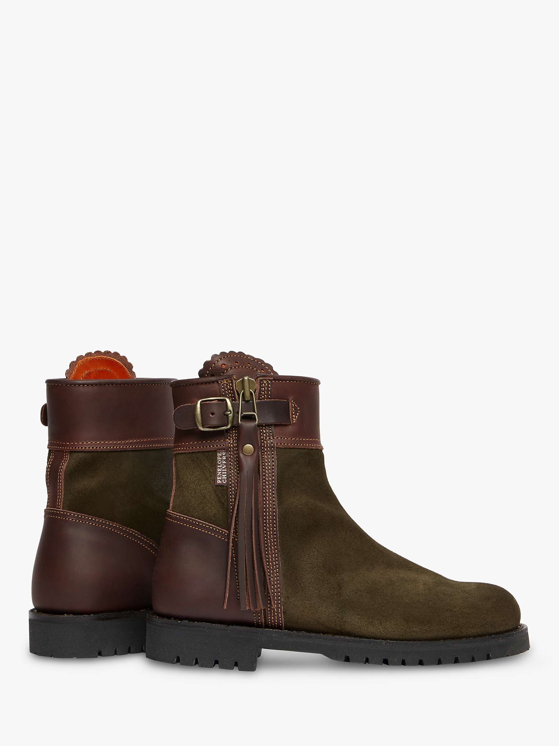 Buy Penelope Chilvers Suede Inclement Cropped Tassel Boots, Seaweed/Conker Online at johnlewis.com