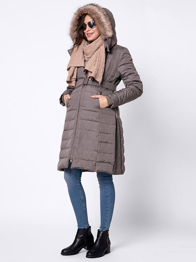 Seraphine Lily 3-in-1 Down Filled Maternity Coat, Taupe