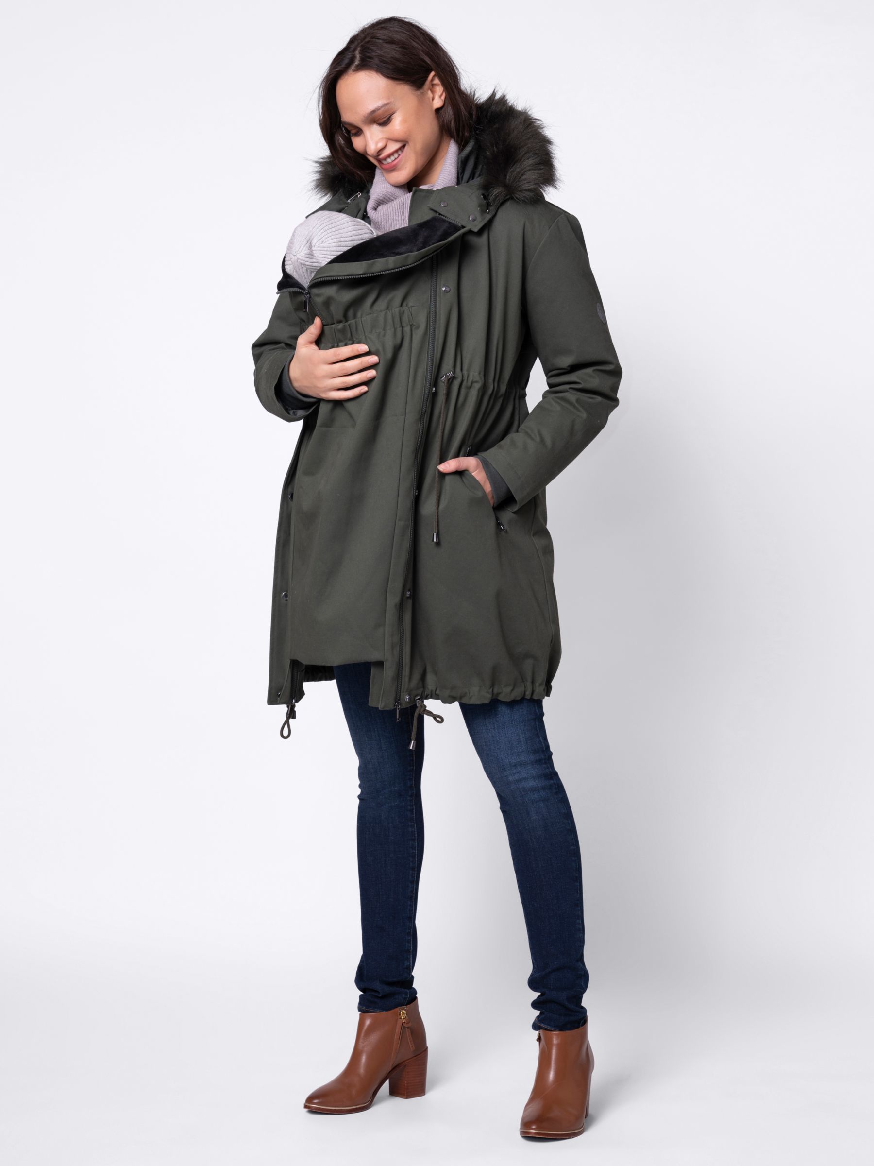 Buy Seraphine Zorah Sub-Zero 3-in-1 Hooded Maternity Parker Coat, Khaki Online at johnlewis.com