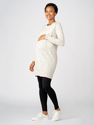 Seraphine Fonda Flecked Jumper Maternity & Nursing Dress, Cream