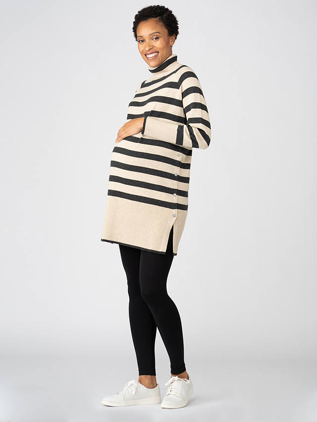 Seraphine Bergen Stripe Tunic Maternity & Nursing Dress, Black/Ecru
