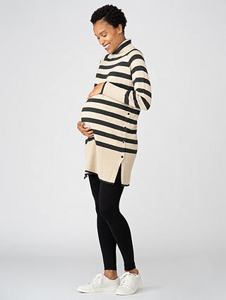 Seraphine Bergen Stripe Tunic Maternity & Nursing Dress, Black/Ecru