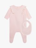 Michael Kors Baby Signature Logo Print Sleepsuit & Bib Set, Light Pink