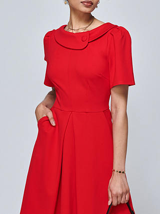Jolie Moi Valencia Flared Dress, Red