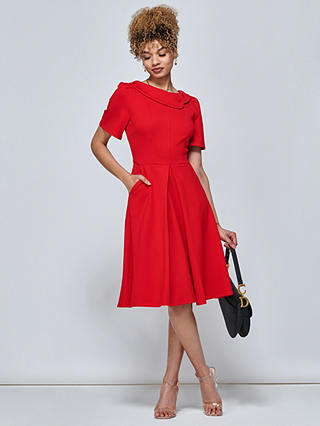 Jolie Moi Valencia Flared Dress, Red