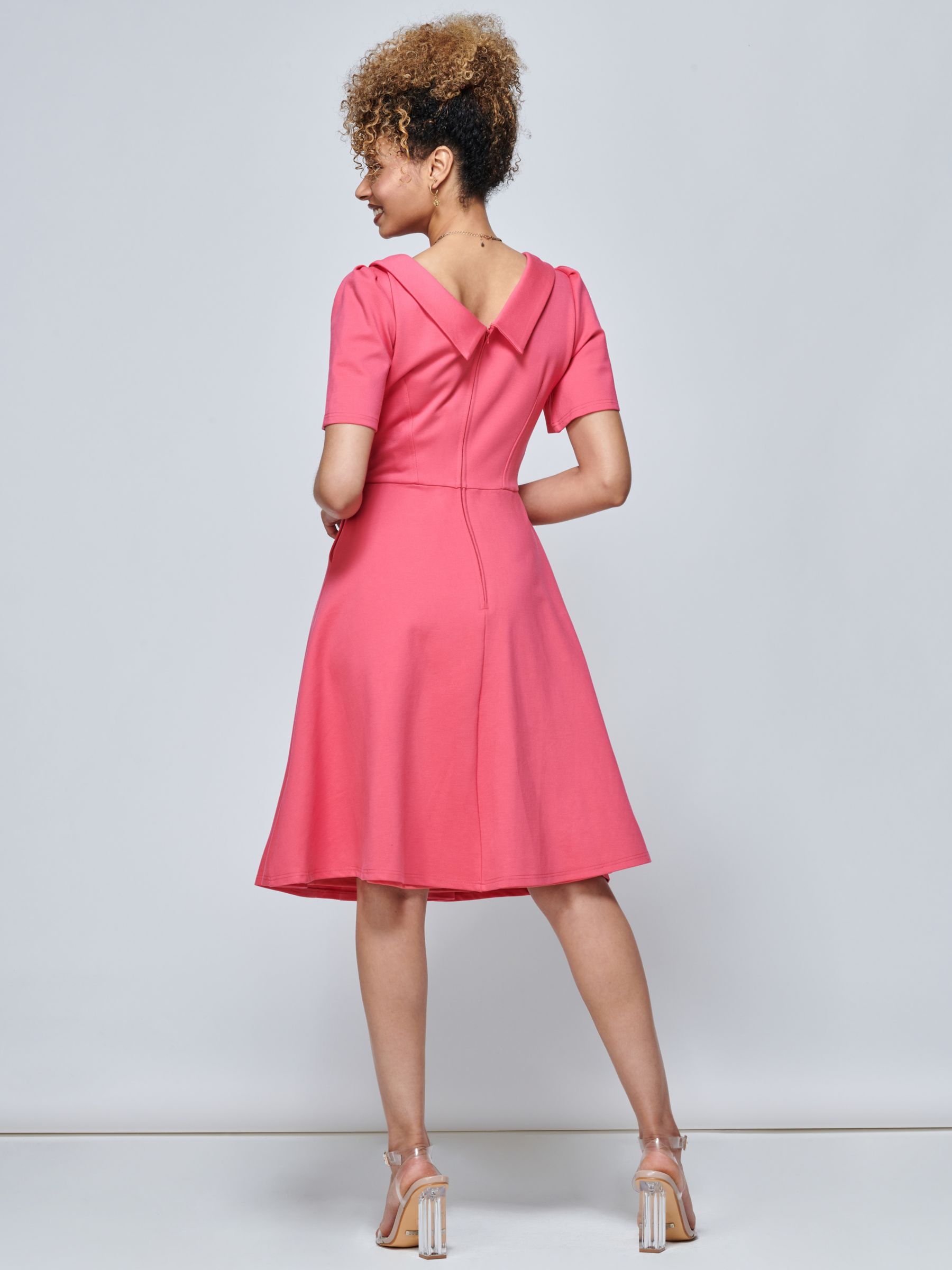 Jolie Moi Valencia Flared Dress, Punch Pink, 8
