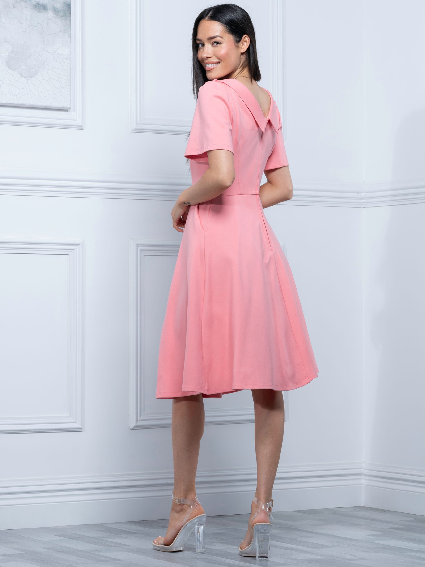 Jolie Moi Sophia Flared Dress, Peach at John Lewis & Partners