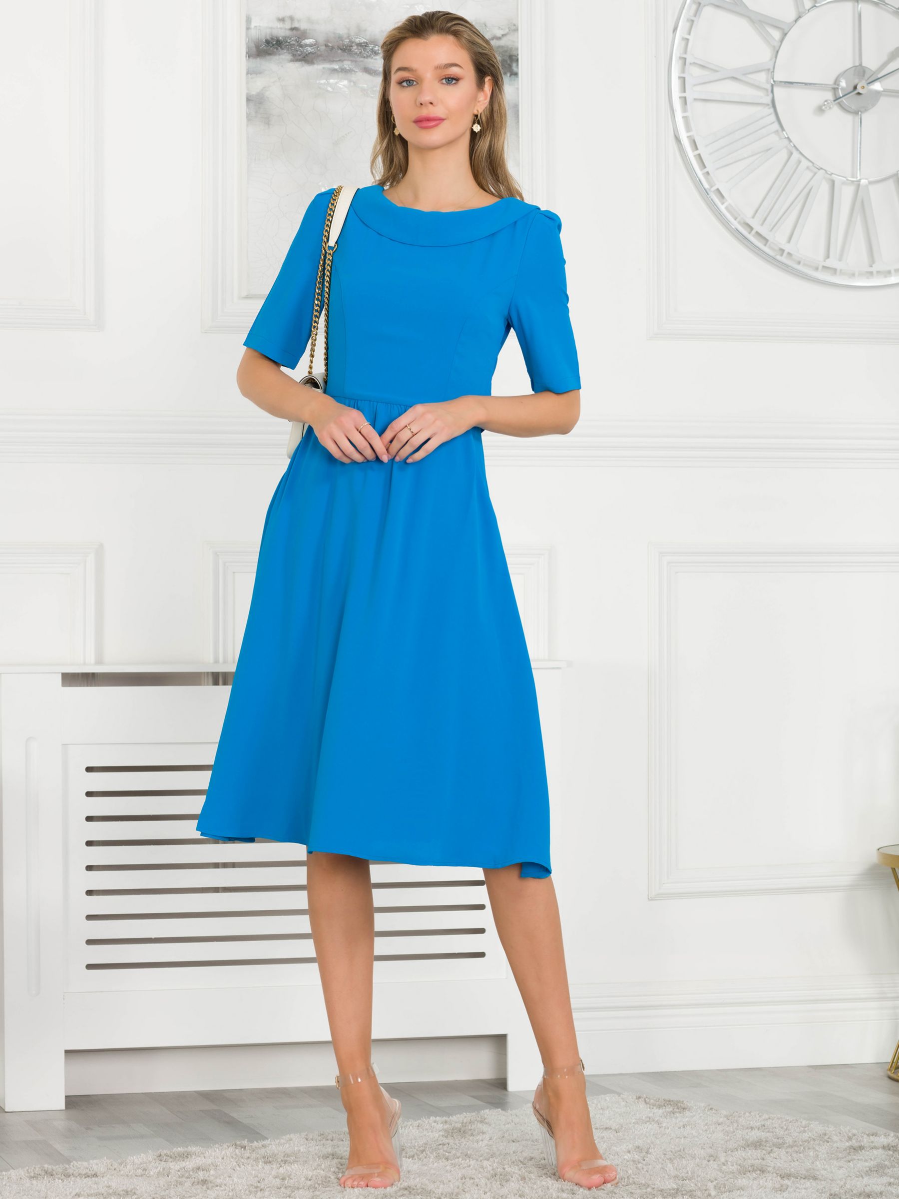Jolie Moi Gemma Belted Midi Dress, Blue, 8
