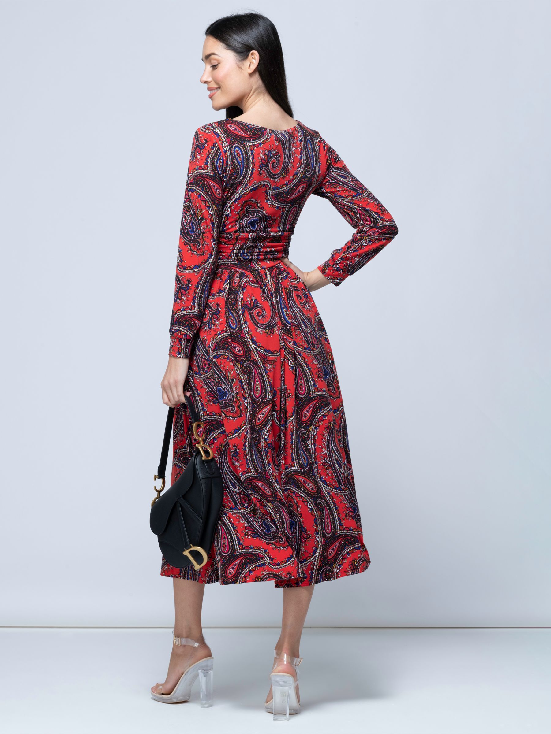 Jolie Moi Veeksha Paisley Midi Dress, Red/Multi at John Lewis & Partners