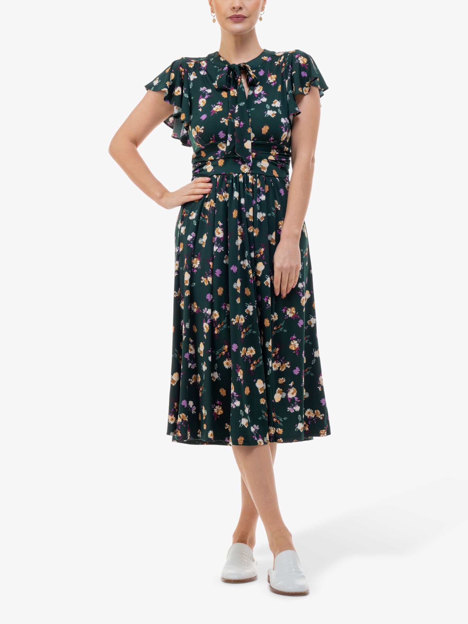 Jolie Moi Beverley Floral Midi Dress, Green/Multi at John Lewis & Partners