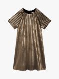 Michael Kors Kids' Metallic Pleated Party Dress, Gold