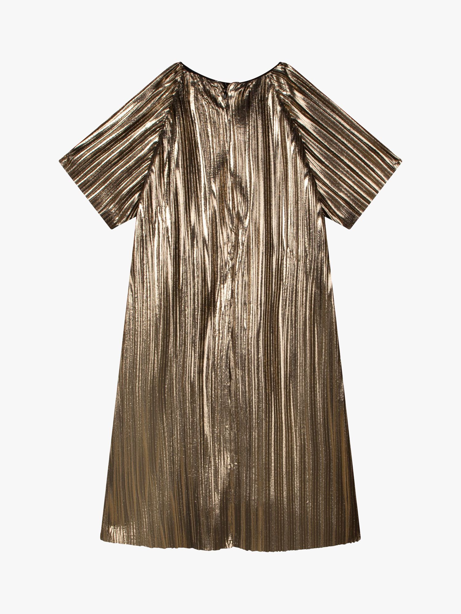 Buy Michael Kors Kids' Metallic Pleated Party Dress, Gold Online at johnlewis.com