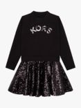 Michael Kors Kids' Sequin Logo Ruffle Dress, Black