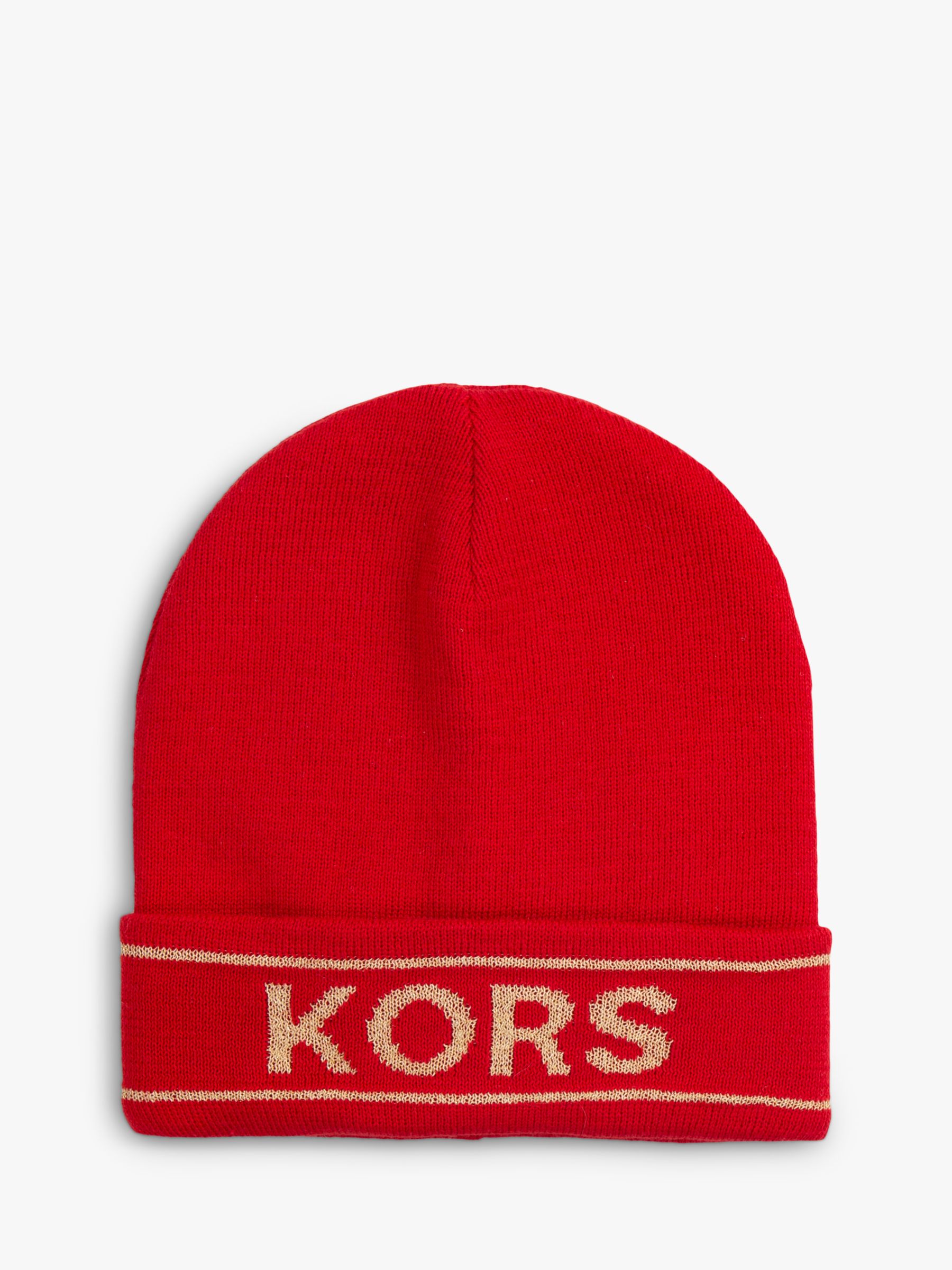 Michael Kors Kids' Logo Turn Up Beanie Hat, Bright Red, 8-12 years