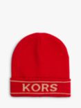 Michael Kors Kids' Logo Turn Up Beanie Hat, Bright Red