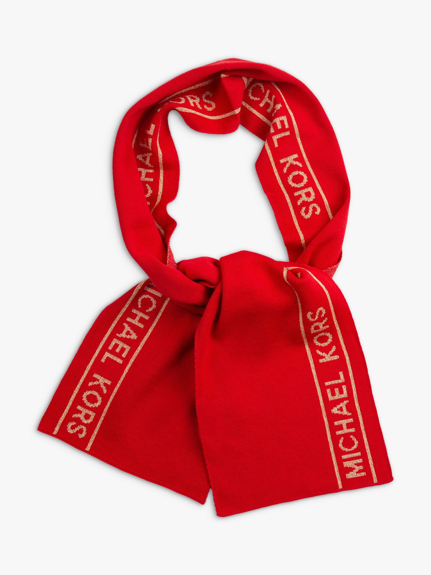 Buy Michael Kors Kids' Logo Stripe Scarf, Bright Red Online at johnlewis.com