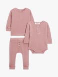 Cotton On Baby Waffle Bodysuit, Sweatshirt & Leggings Set, Dusty Berry Wash