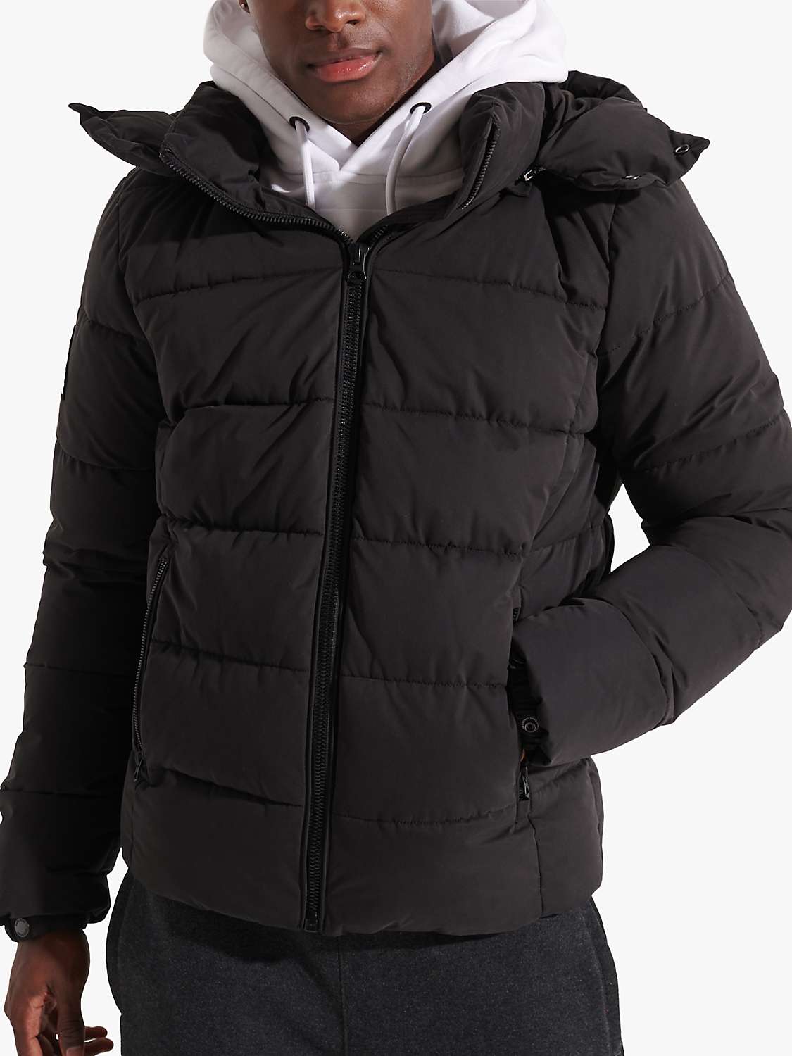 Superdry Mountain Puffer Jacket, Black at John Lewis & Partners