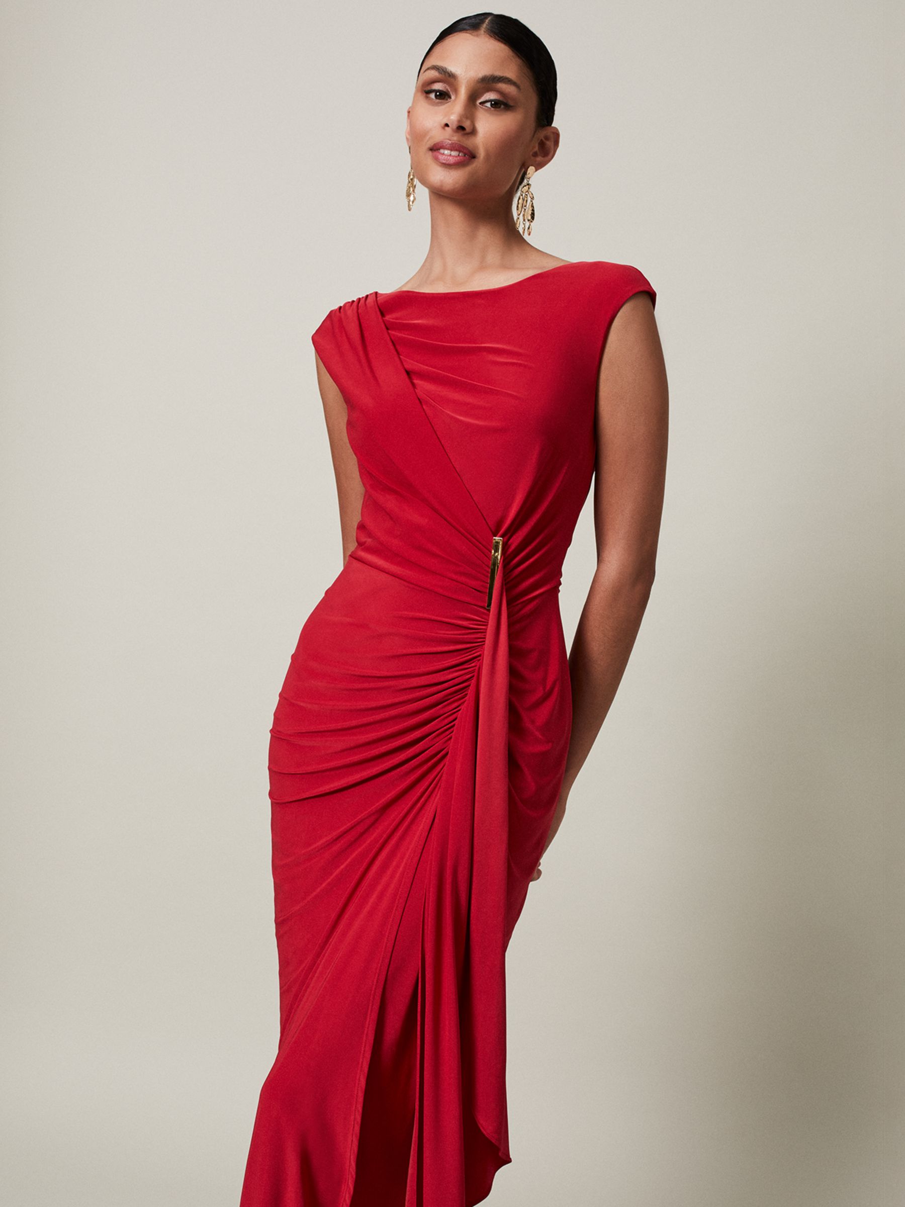 Phase Eight Donna Ruched Maxi Dress, Scarlet, 6