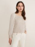 Phase Eight Esty Linen Blouse, Stone, Stone