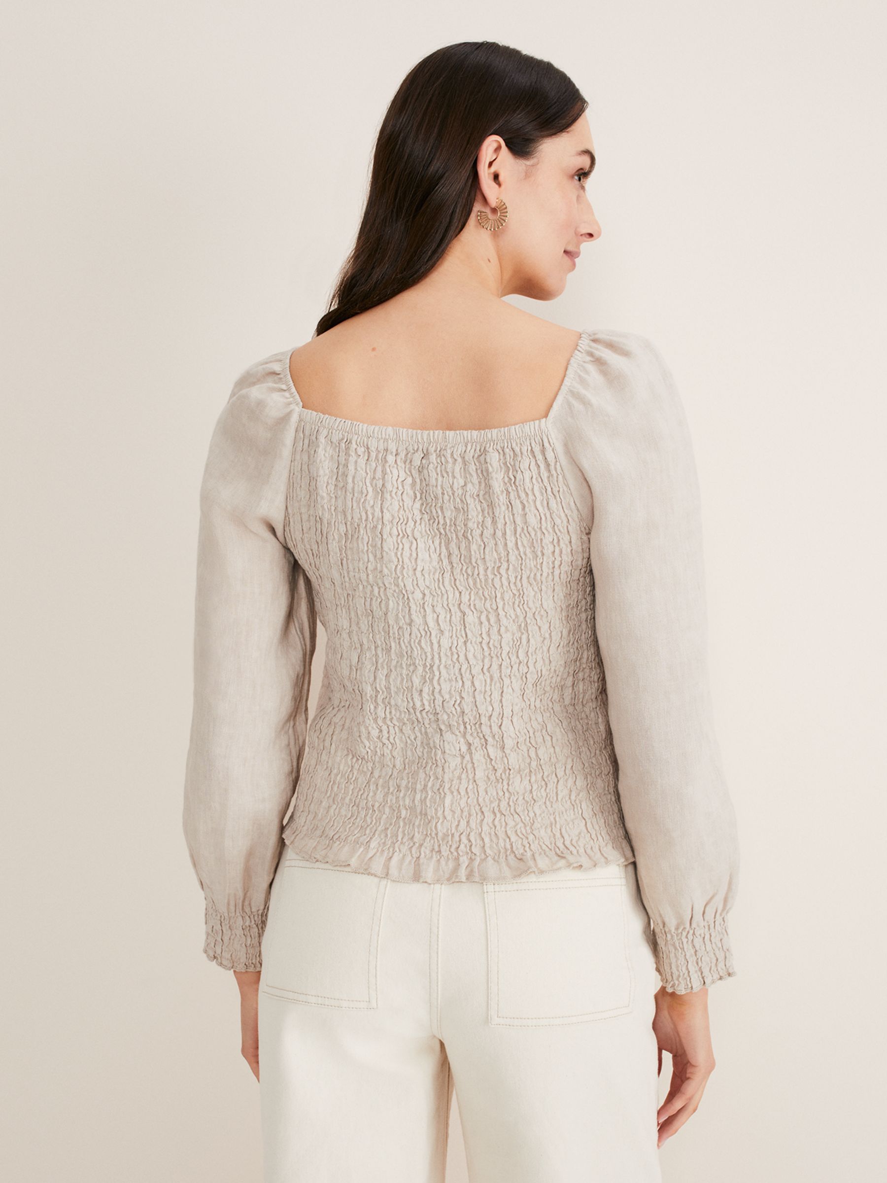 Buy Phase Eight Esty Linen Blouse, Stone Online at johnlewis.com