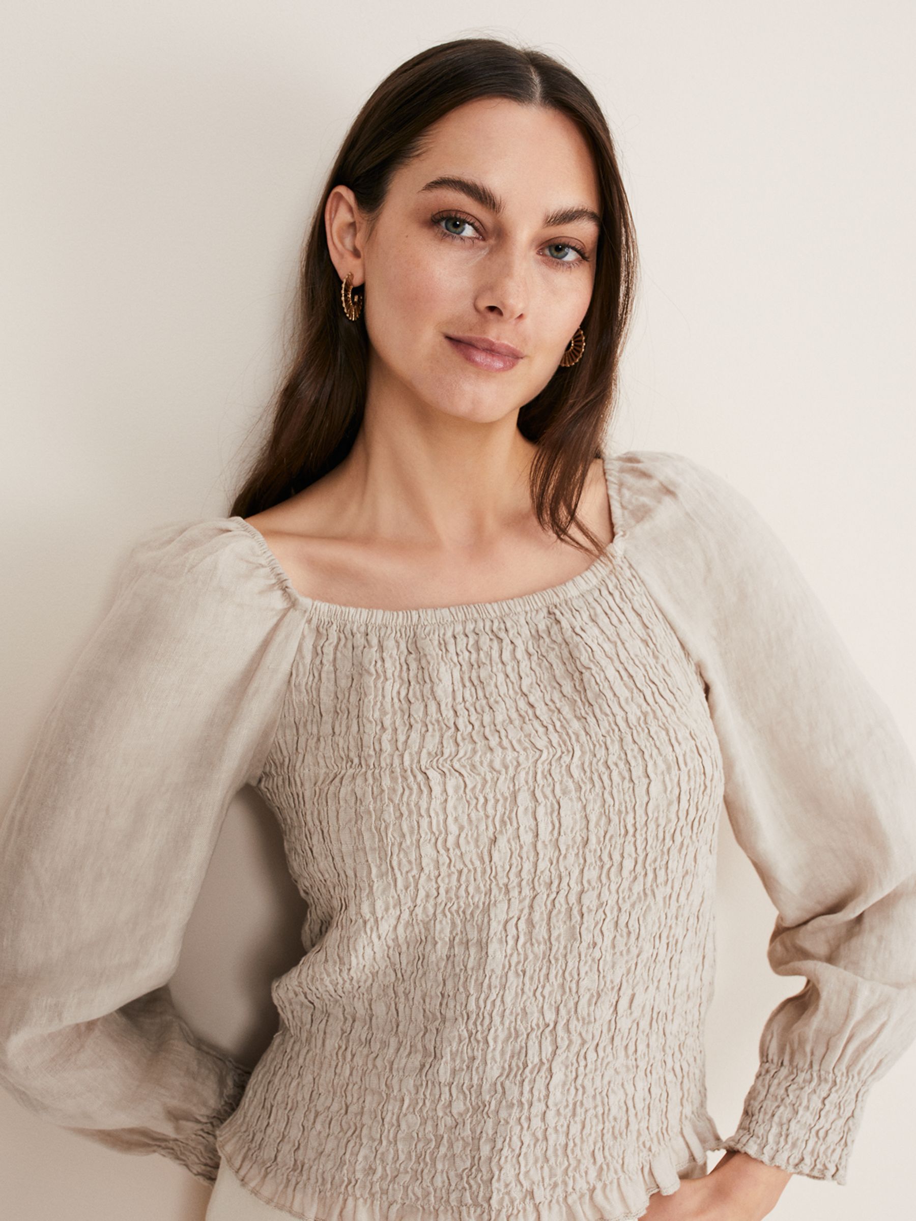 Buy Phase Eight Esty Linen Blouse, Stone Online at johnlewis.com