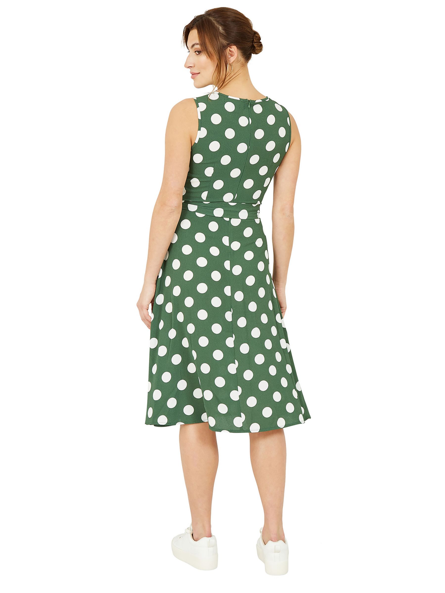 Buy Mela London Polka Dot Sleeveless Skater Midi Dress, Dark Green/Multi Online at johnlewis.com