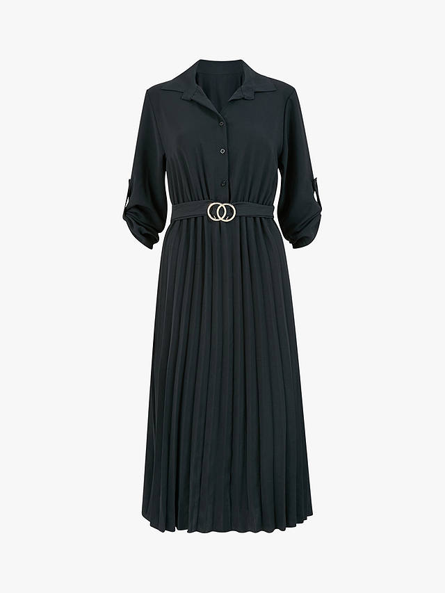 Mela London Pleated Midi Shirt Dress, Black