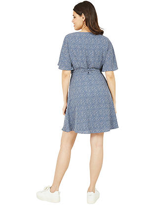 Mela London Abstract Dot Wrap Mini Dress, Blue/Multi