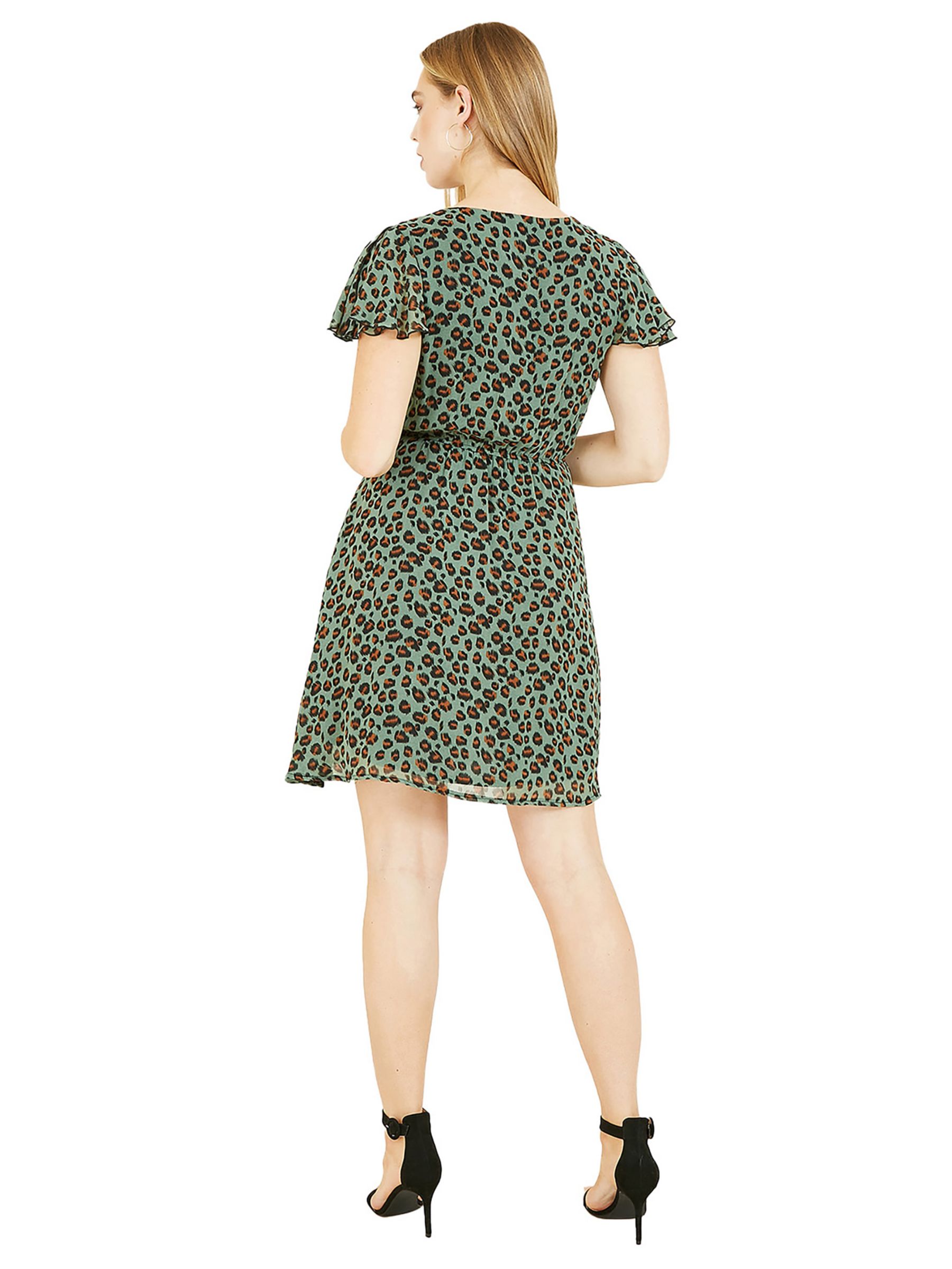 Buy Mela London Leopard Print Wrap Skater Mini Dress, Green/Multi Online at johnlewis.com