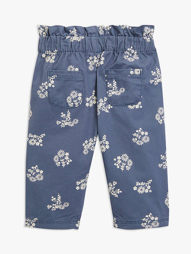 John Lewis Baby Floral Twill Trousers, Blue