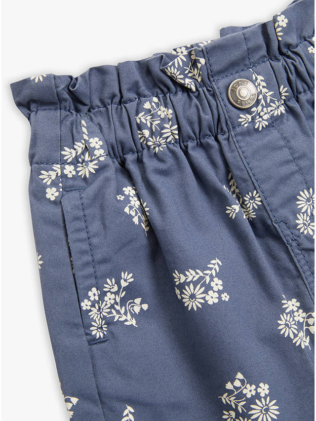 John Lewis Baby Floral Twill Trousers, Blue