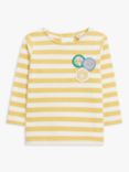 John Lewis Baby Badge Stripe Long Sleeve Top, Yellow