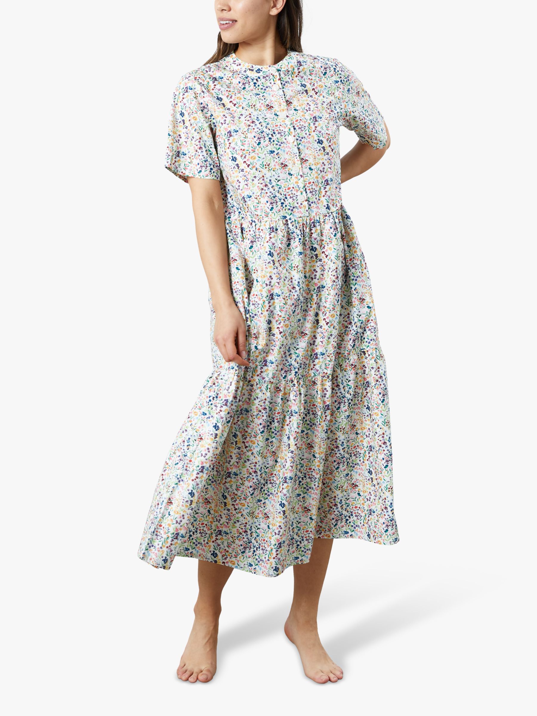 Lollys Laundry Fie Meadow Floral Print Tiered Midi Shirt Dress, Multi ...